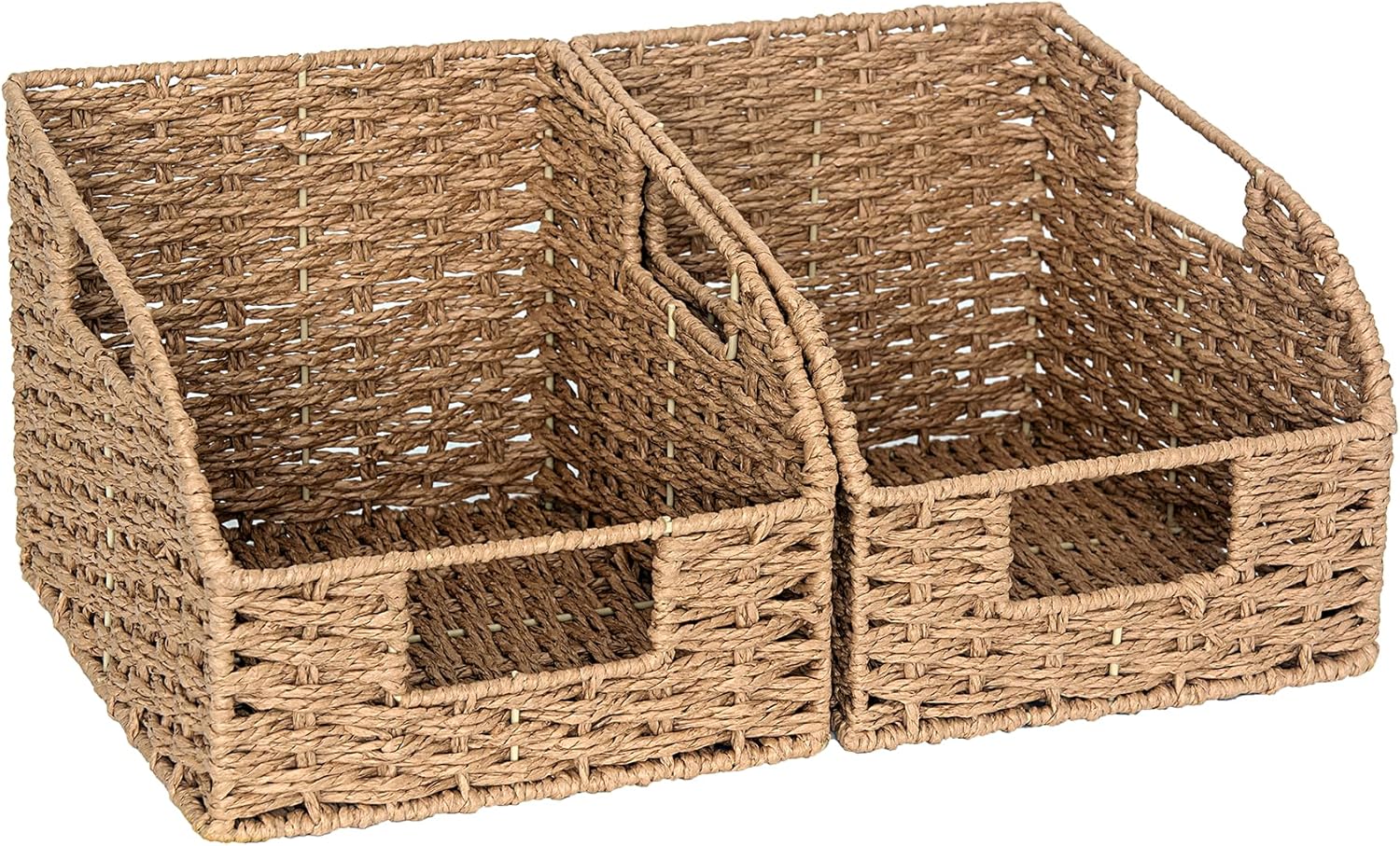 Handwoven Boho Beige Storage Basket — 10" — 2x 8½"L x 10"W x 7½"H