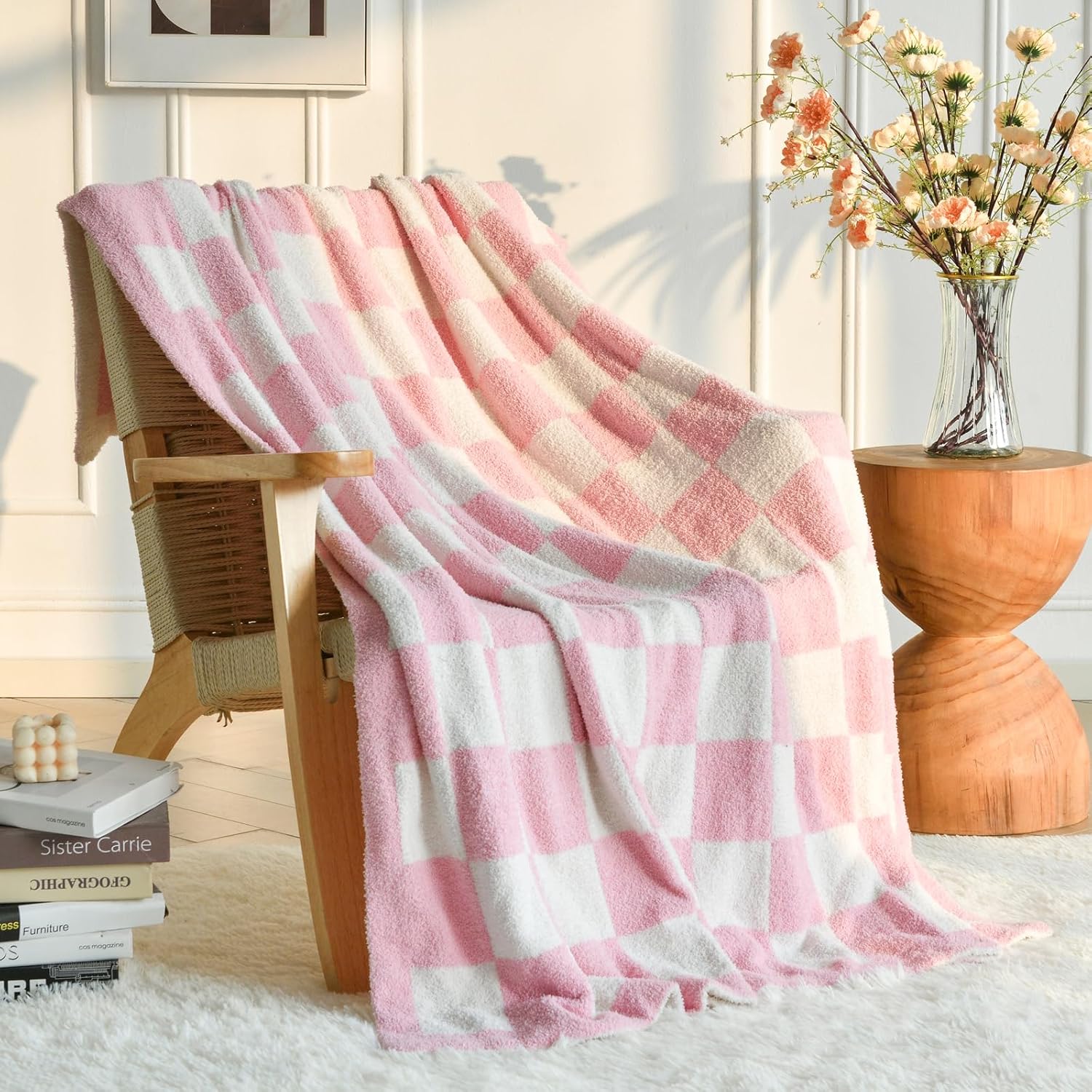 Beige Throw Pillow — 50" — Pink