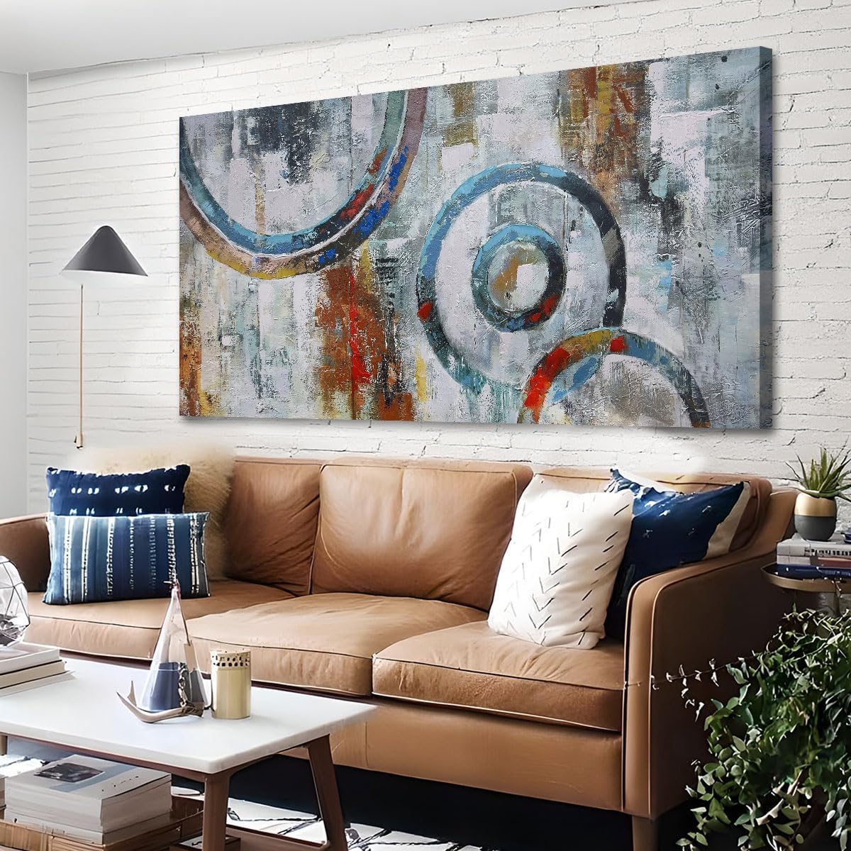 Framed Beige Canvas Wall Art — 40" — 58"L x 29"W