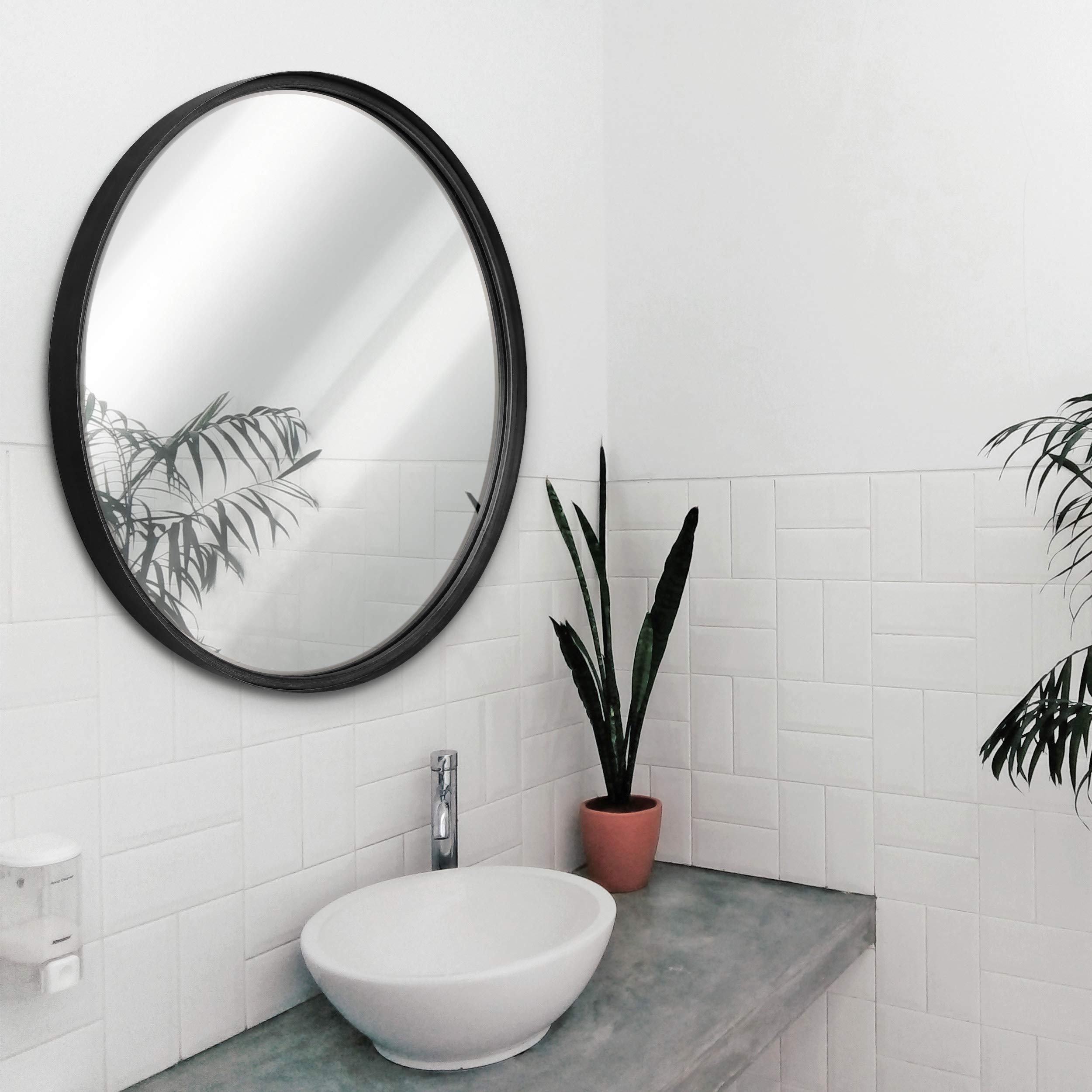Round Boho Black Wall Mirror — 5"
