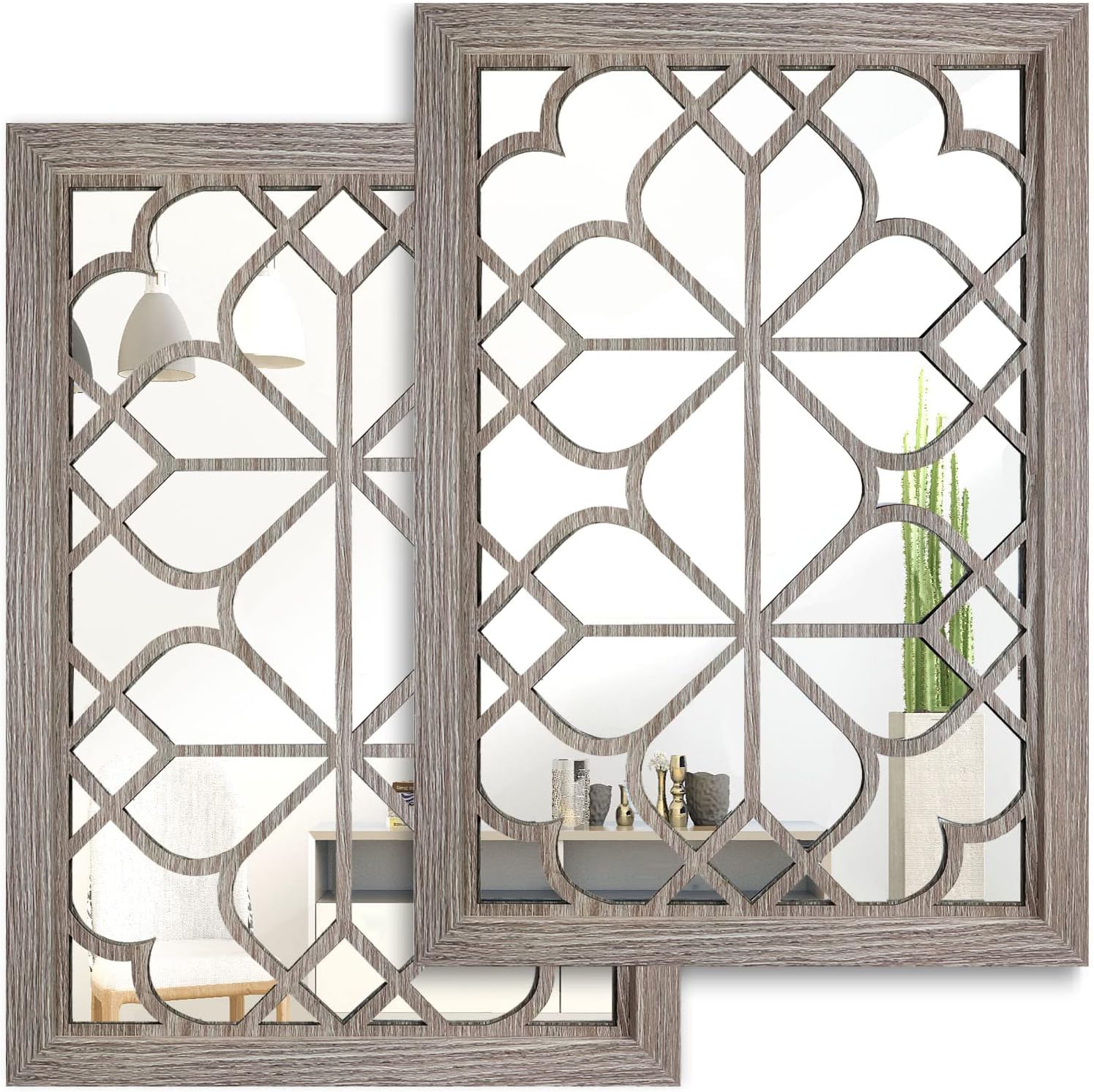 Rectangular Farmhouse Black Wall Mirror — 15" — Barn Wood Square