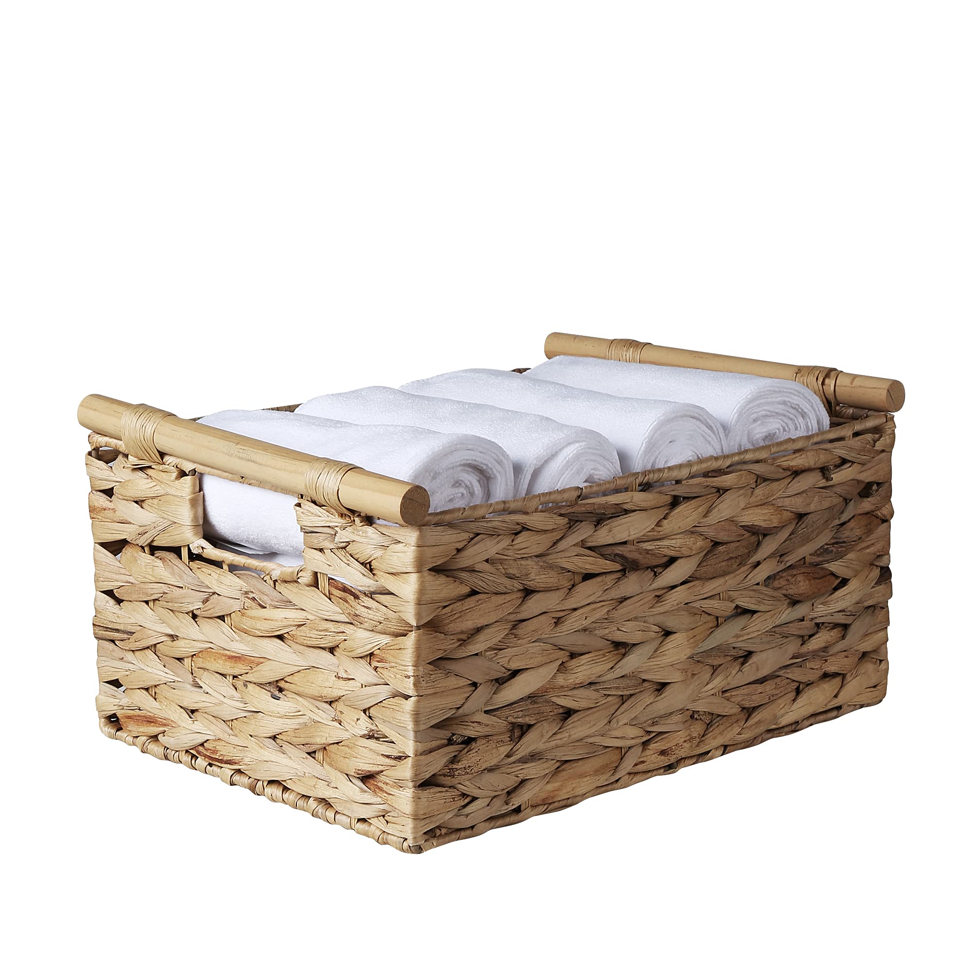 Rectangular Boho Wood Woven Basket