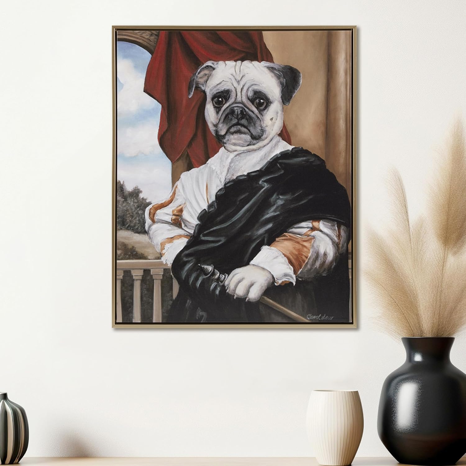 Framed Fabric Wall Decor — Captain Pug