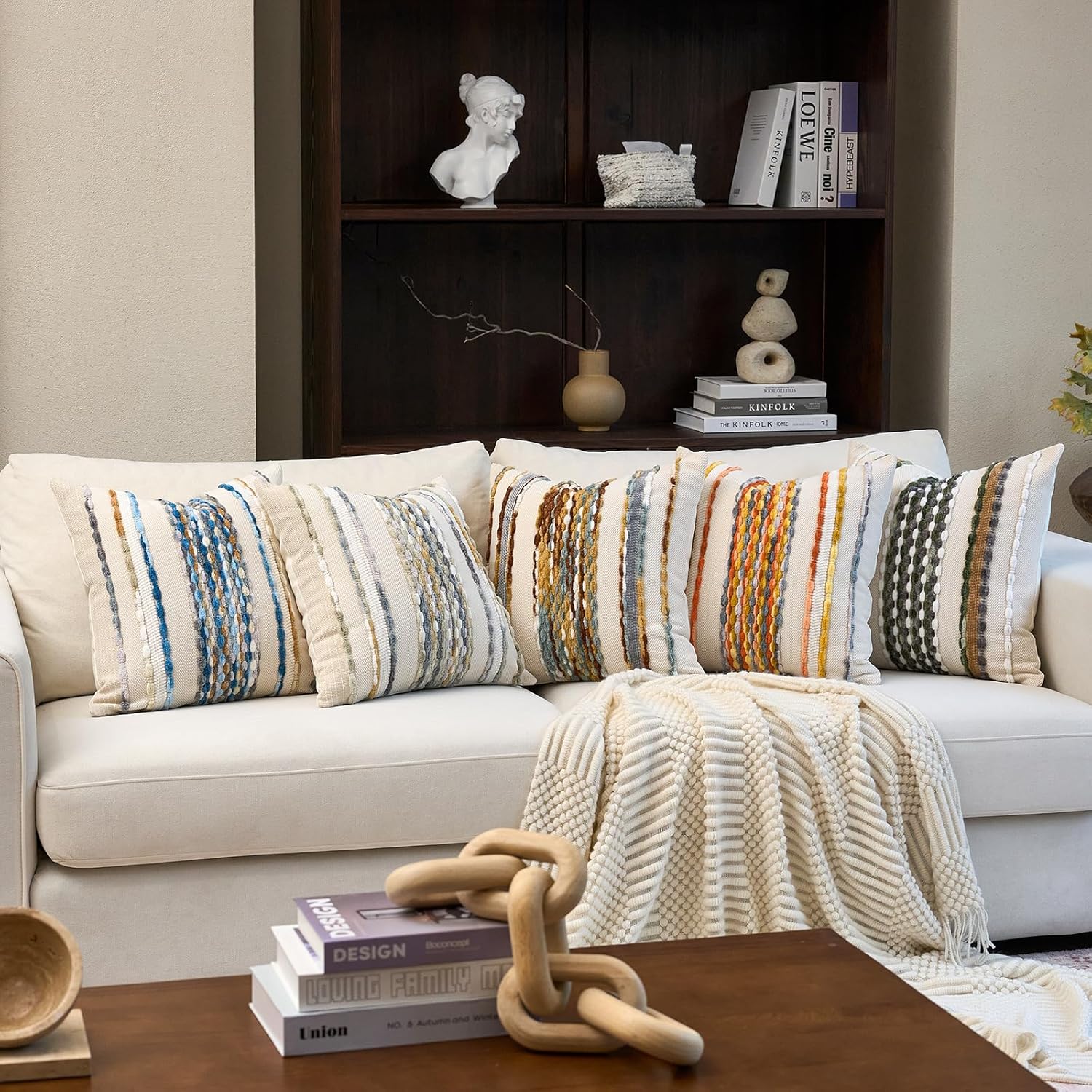 Tufted Boho Blue Throw Pillow Cover — 18" - View 7
