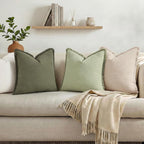 Linen Boho Beige Throw Pillow Cover — 18" - View 6