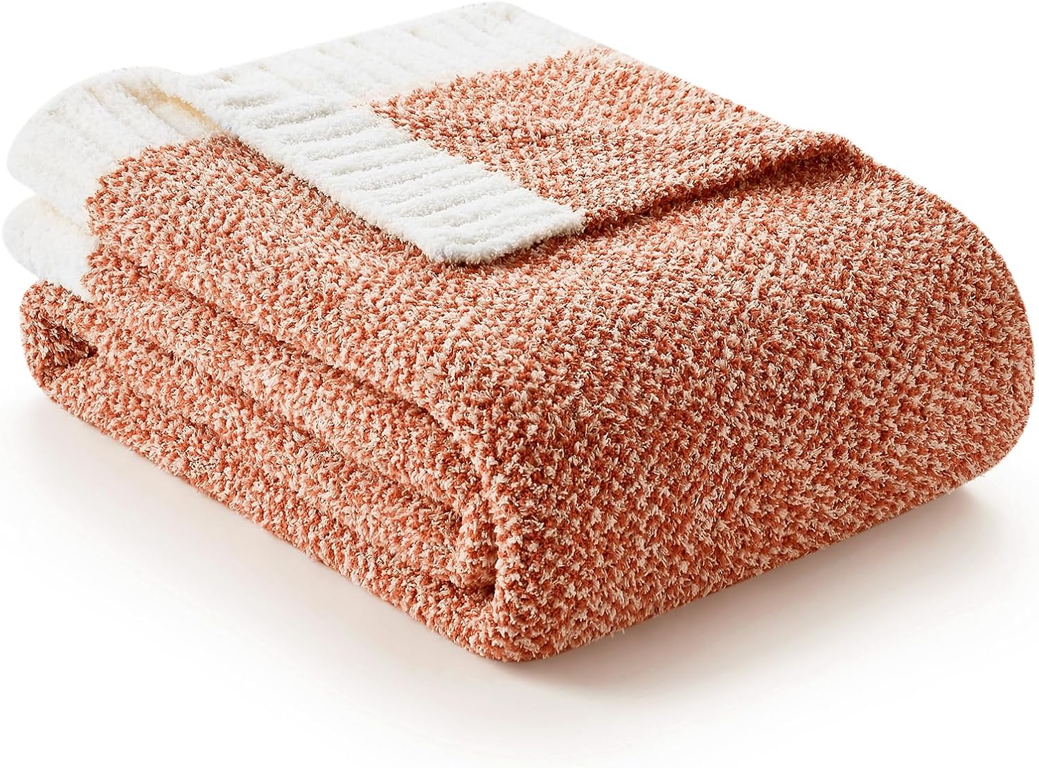 Knit Beige Throw Pillow — 50" — Heather Orange