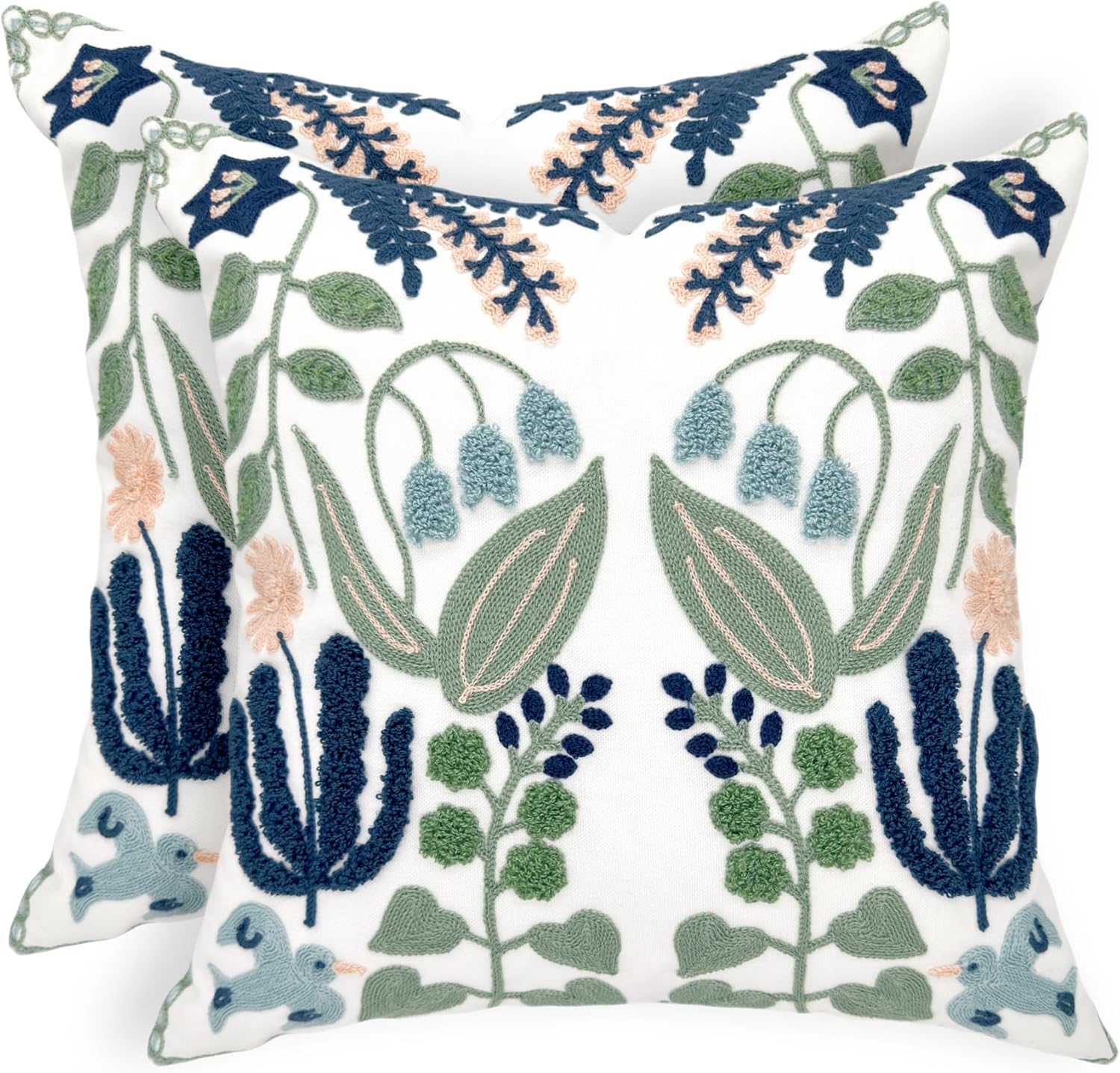 Tufted Boho Blue Throw Pillow Cover — 18" — 20" x 20" (Pack of 2)