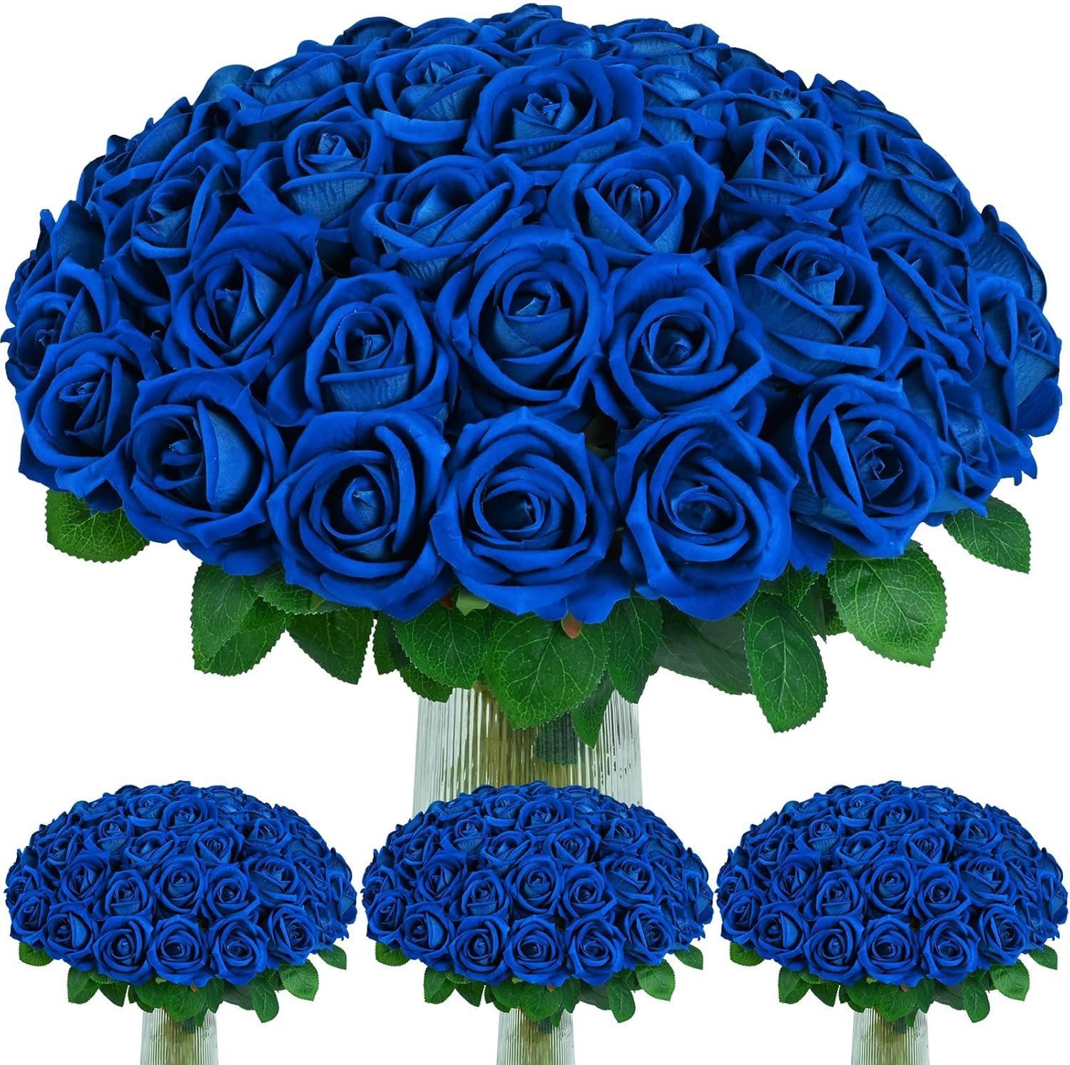 Velvet Luxe Black Artificial Flowers — Blue