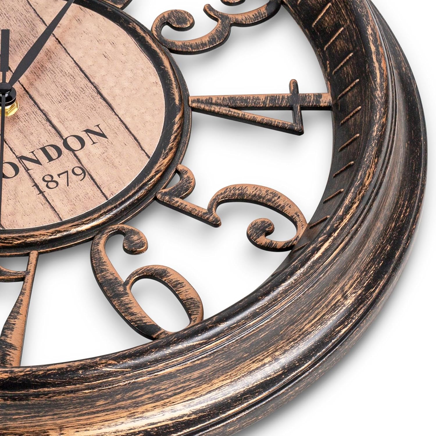 Battery Operated Farmhouse Brown Wall Clock — 16" - View 5