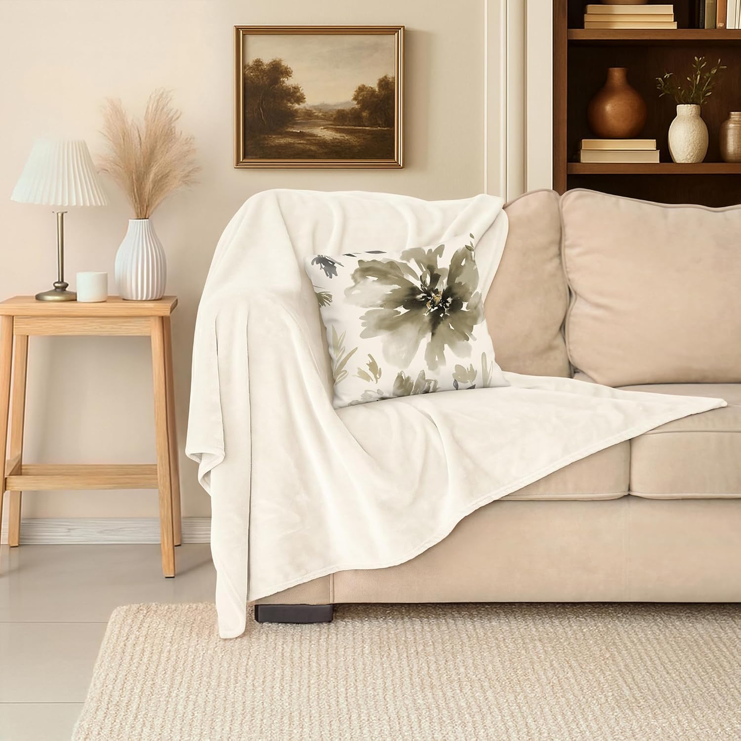 Beige Throw Pillow — 50x60 - View 7