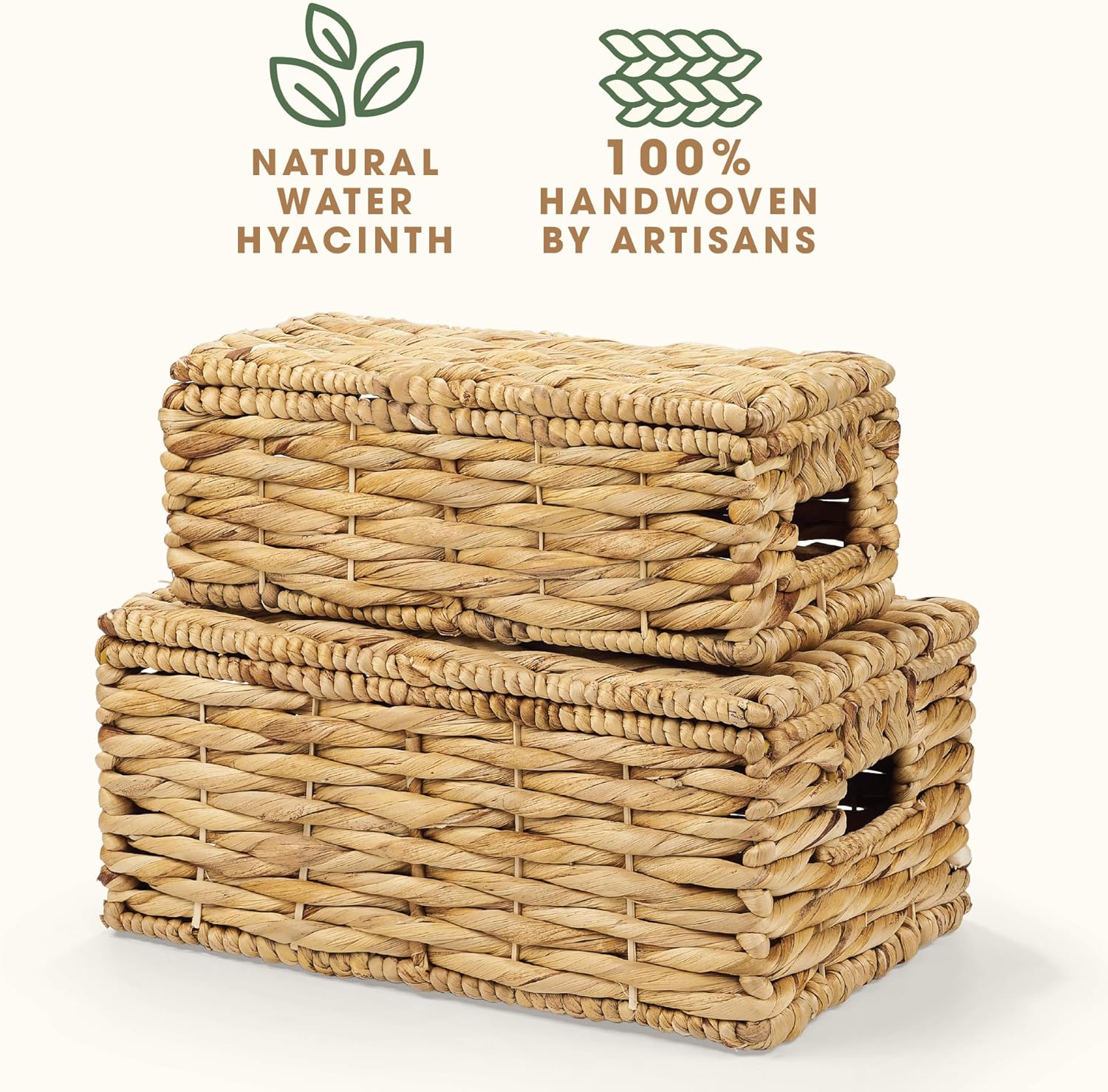 Boho Beige Woven Basket — Set of 2 - View 7