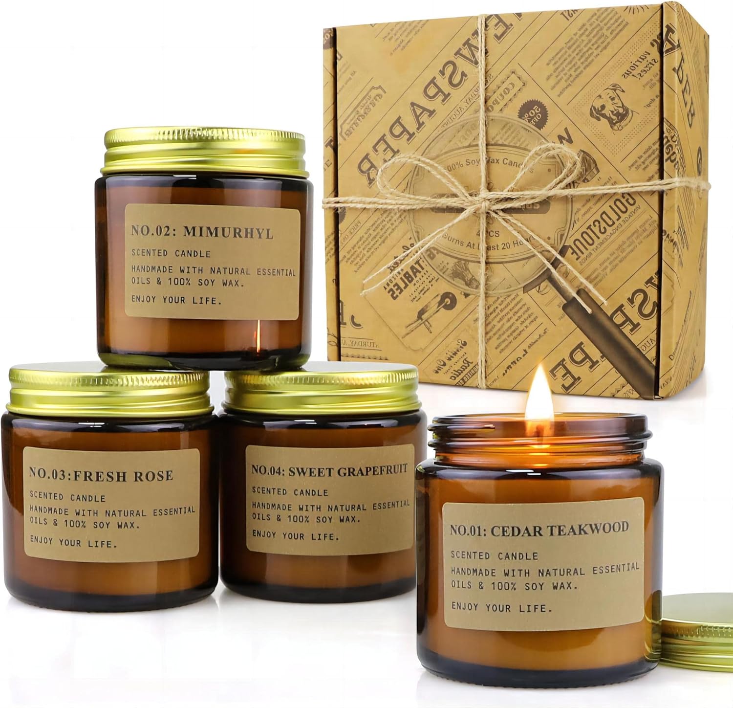 Scented Green Candle — Amber(4 Pack)