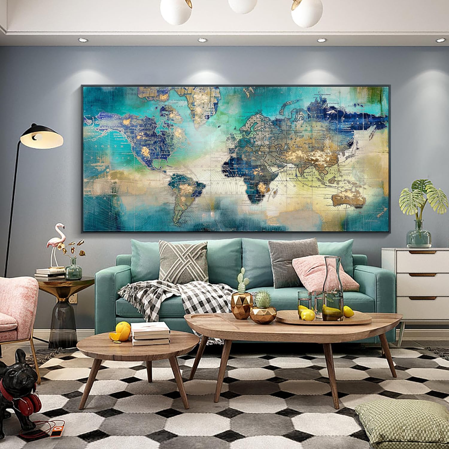 Framed Modern Black Wall Art — 40" — Green