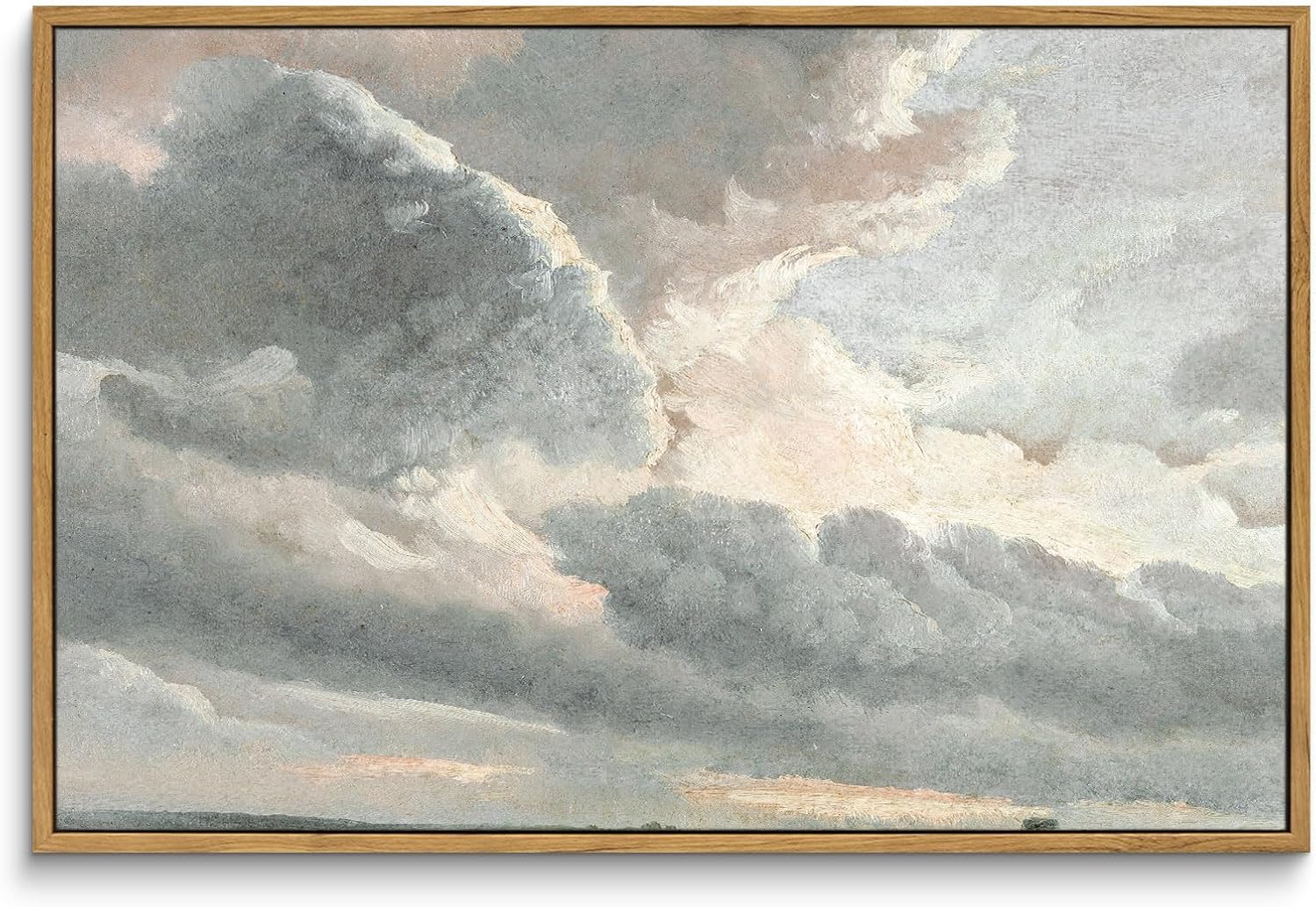 Framed Farmhouse Beige Canvas Wall Art — 10" — Clouds with a Sunset