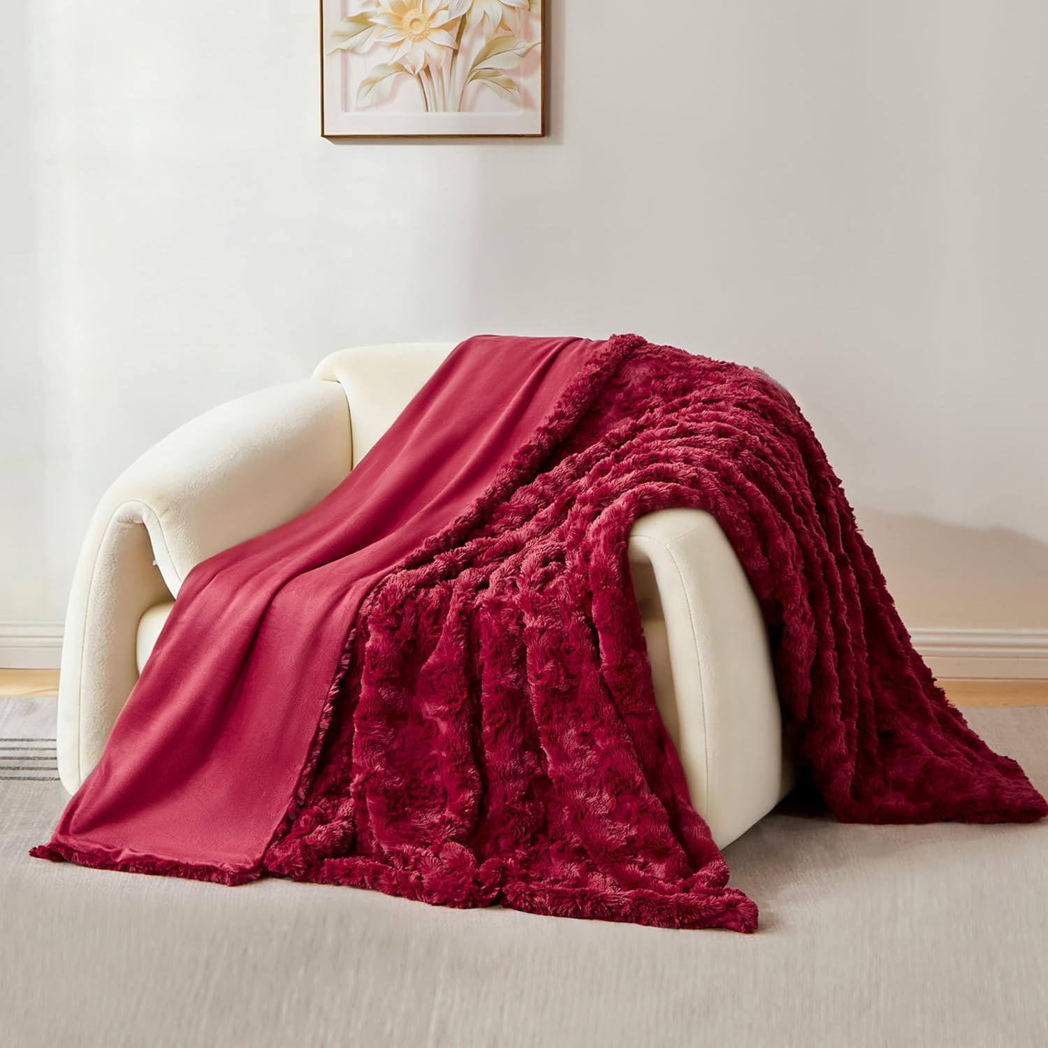 Beige Throw Pillow — 60" — Ⅰ-valentines Red
