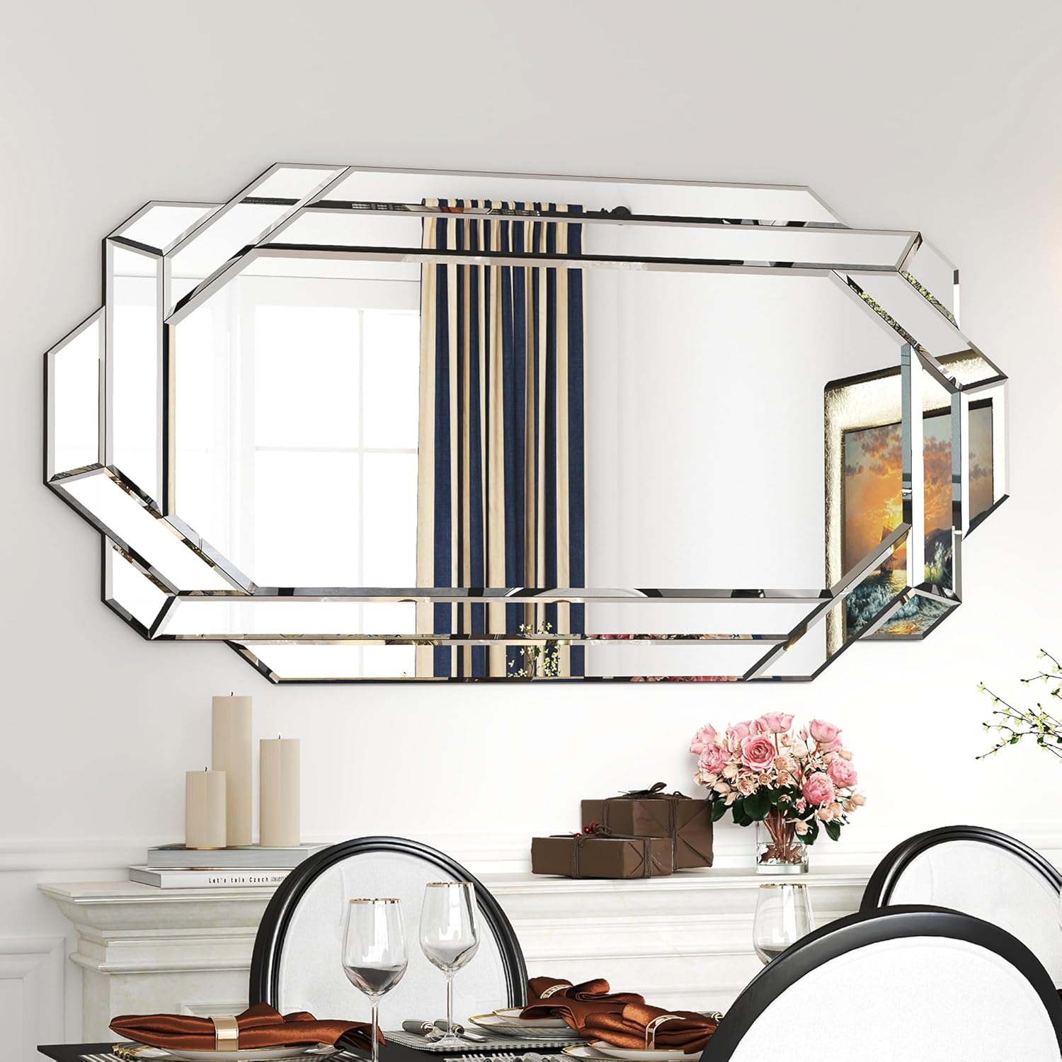 Beveled Glass Wall Mirror — 24" — 24"L x 47"W