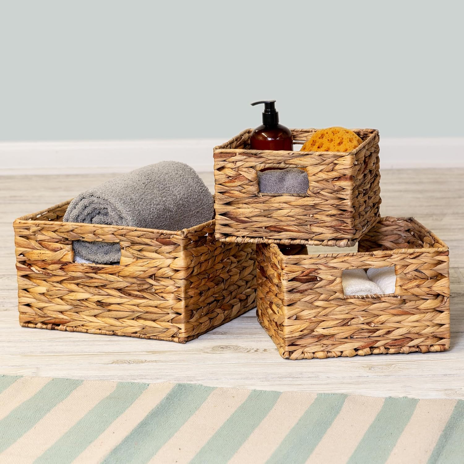 Boho Rattan Woven Basket — 9" - View 2