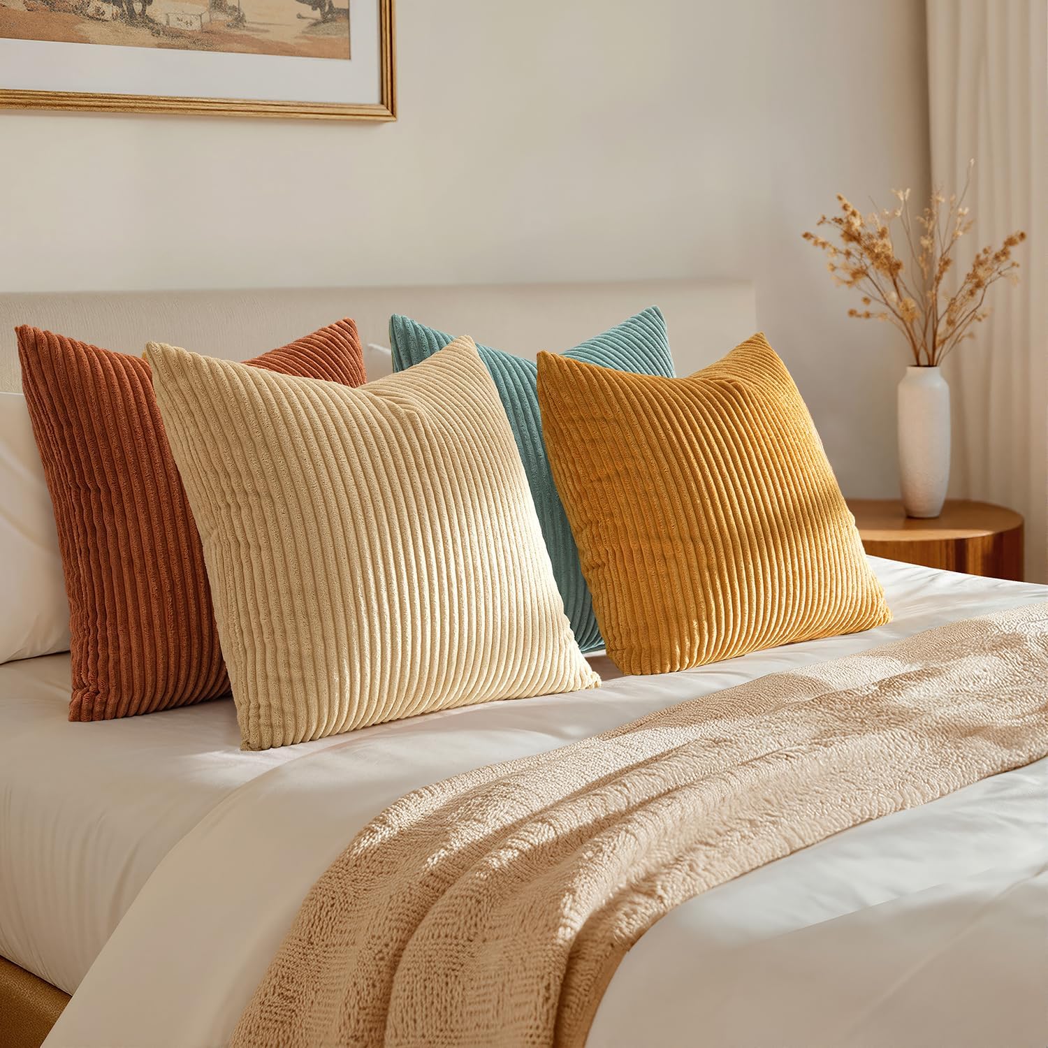 Boho Beige Throw Pillow Cover — 18" - View 6