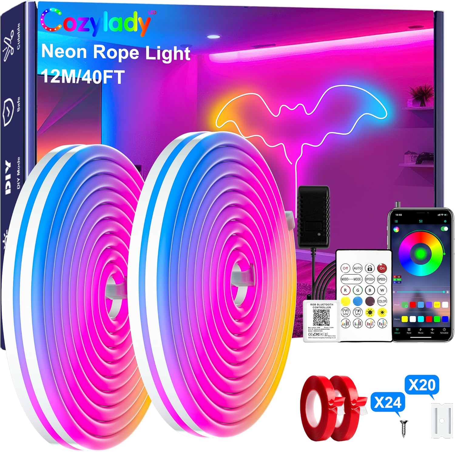 RGB Rattan LED Strip Light — 40 ft