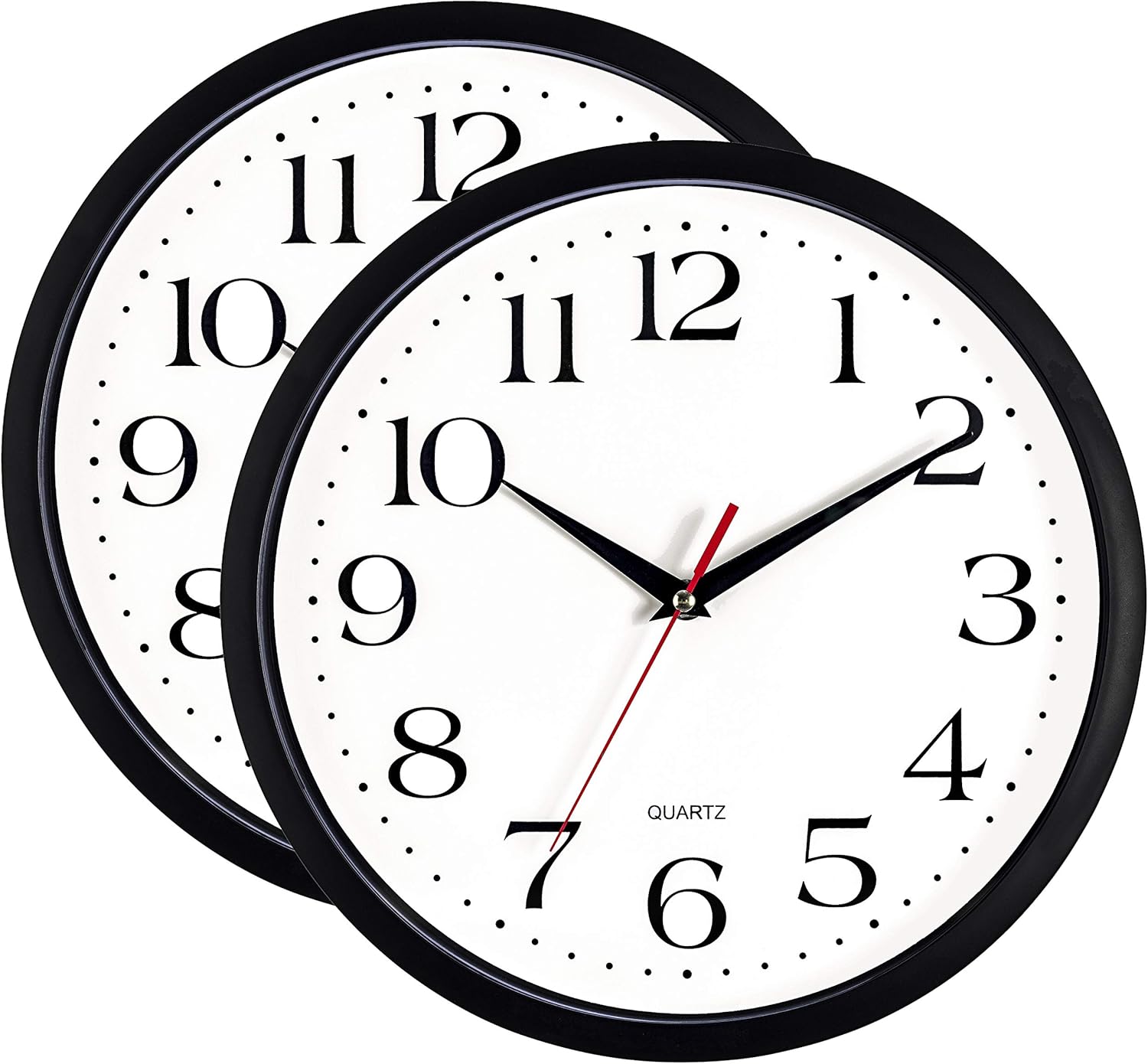 Battery Operated Black Wall Clock — 13" — Black