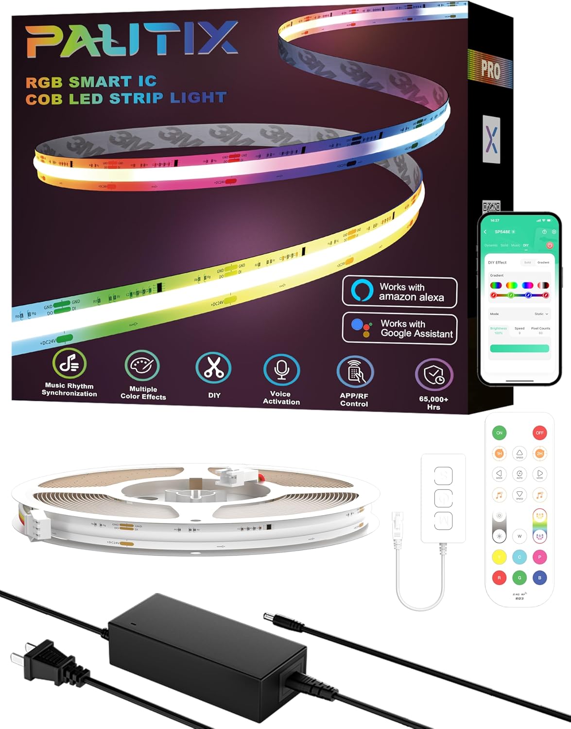 USB Metal LED Strip Light — 24 ft - DC24V (Voice Activation)