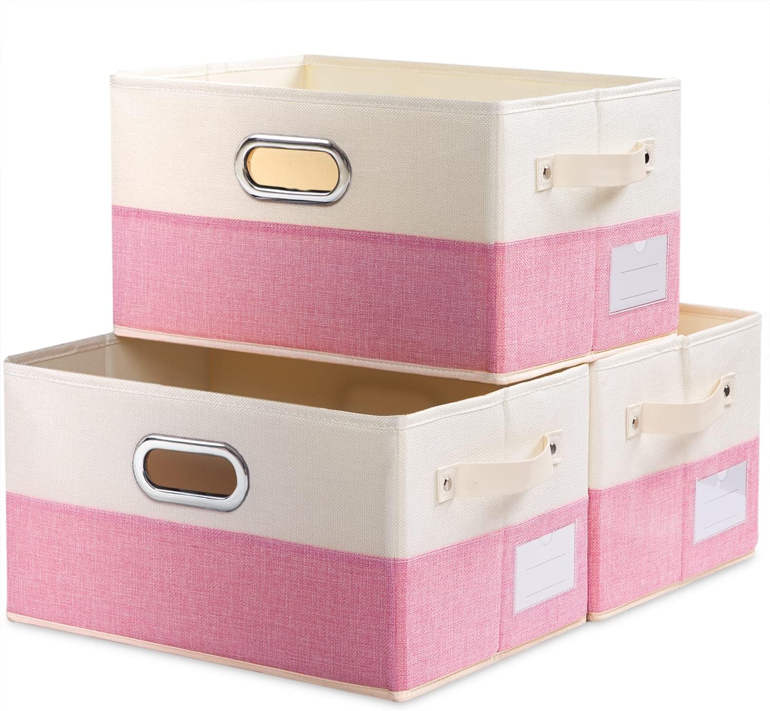 Beige Storage Bin — 7" — Pink&Cream
