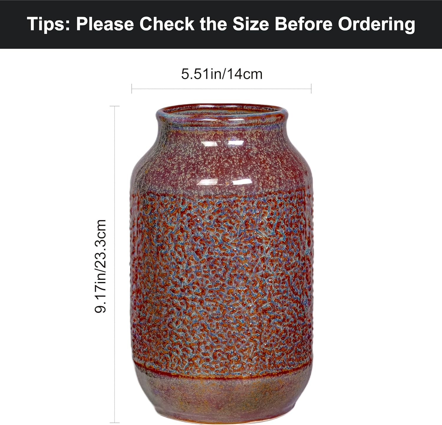 Farmhouse Beige Decorative Vase — 9" - View 2