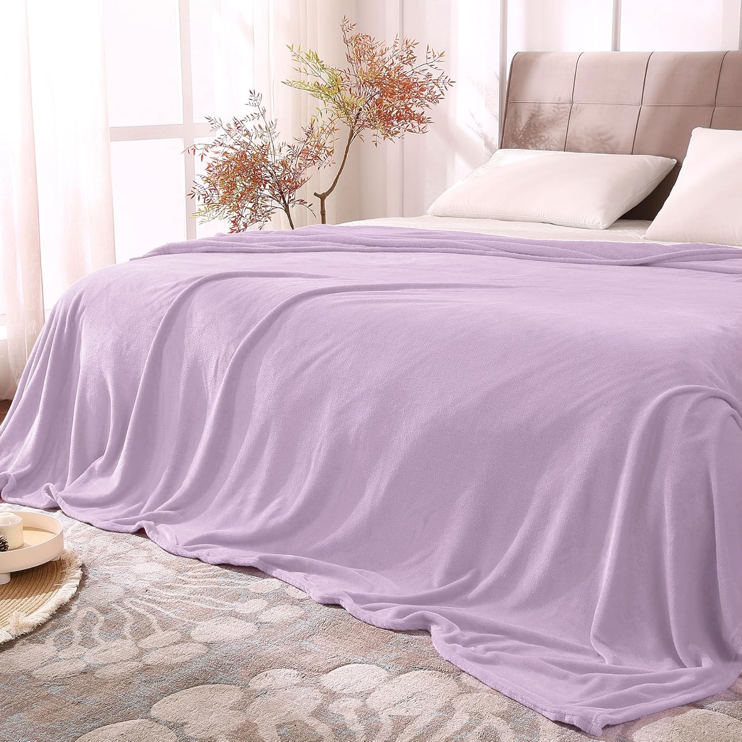 Luxe Beige Throw Pillow — 50" — Lilac