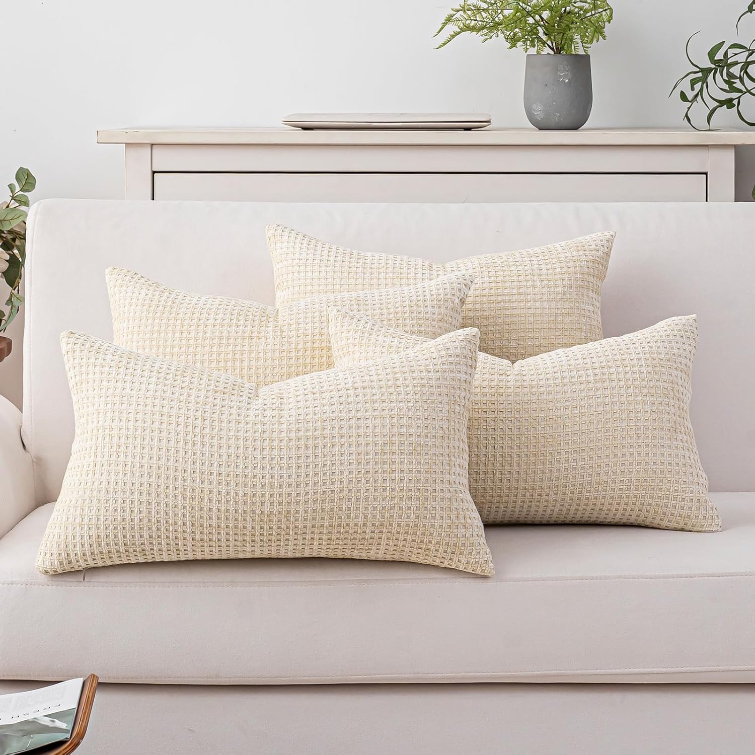 Boho Beige Throw Pillow Cover — 18" — Beige