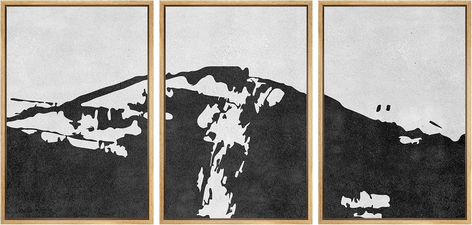 Framed Modern Fabric Wall Art — 24" — 24"x36"x3 Panels Natural