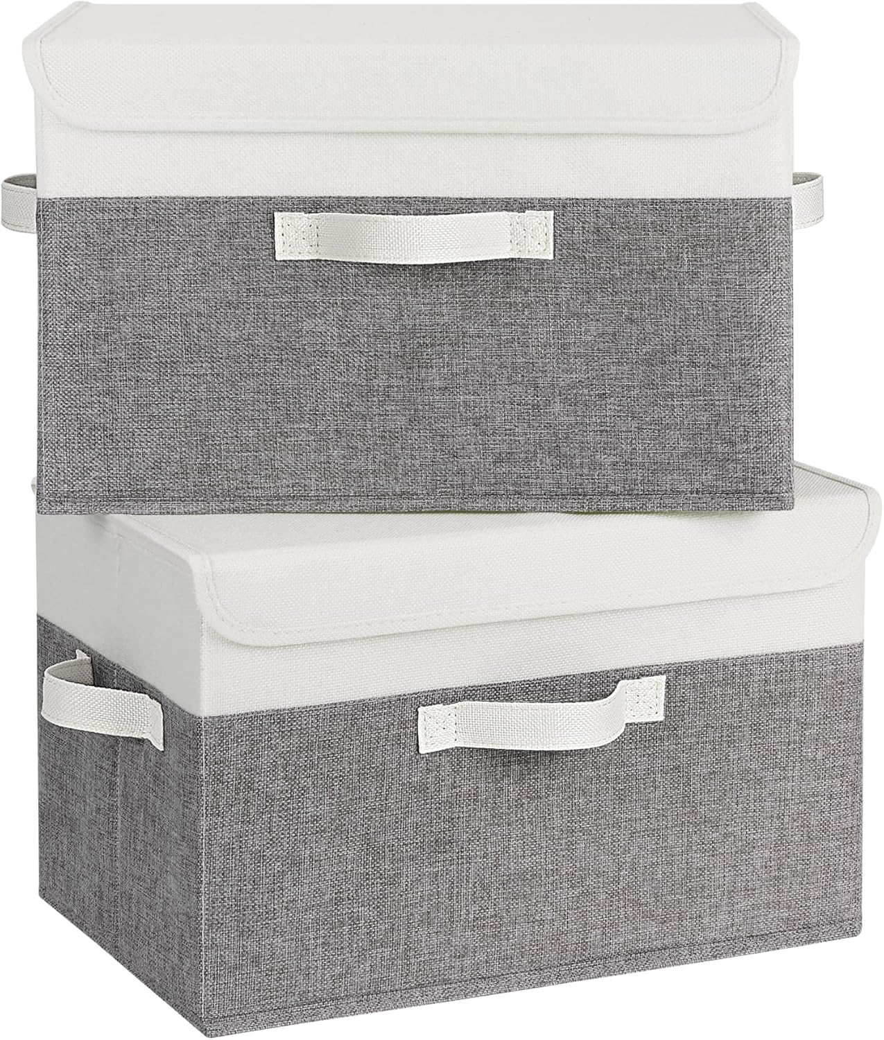 Beige Storage Bin — White/Gray