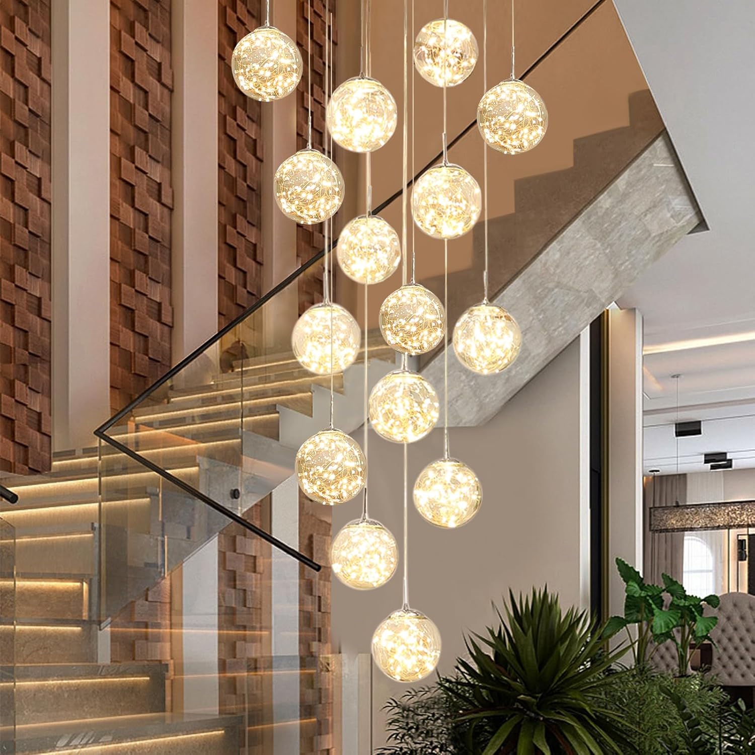 Adjustable Luxe Grey Chandelier — 10-Light — Yellow
