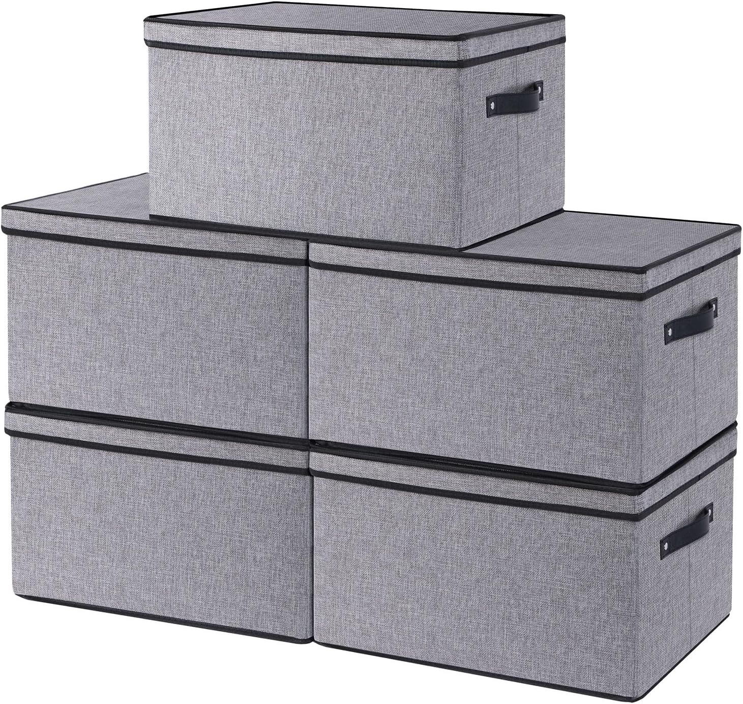 Beige Storage Bin — 13" — Grey