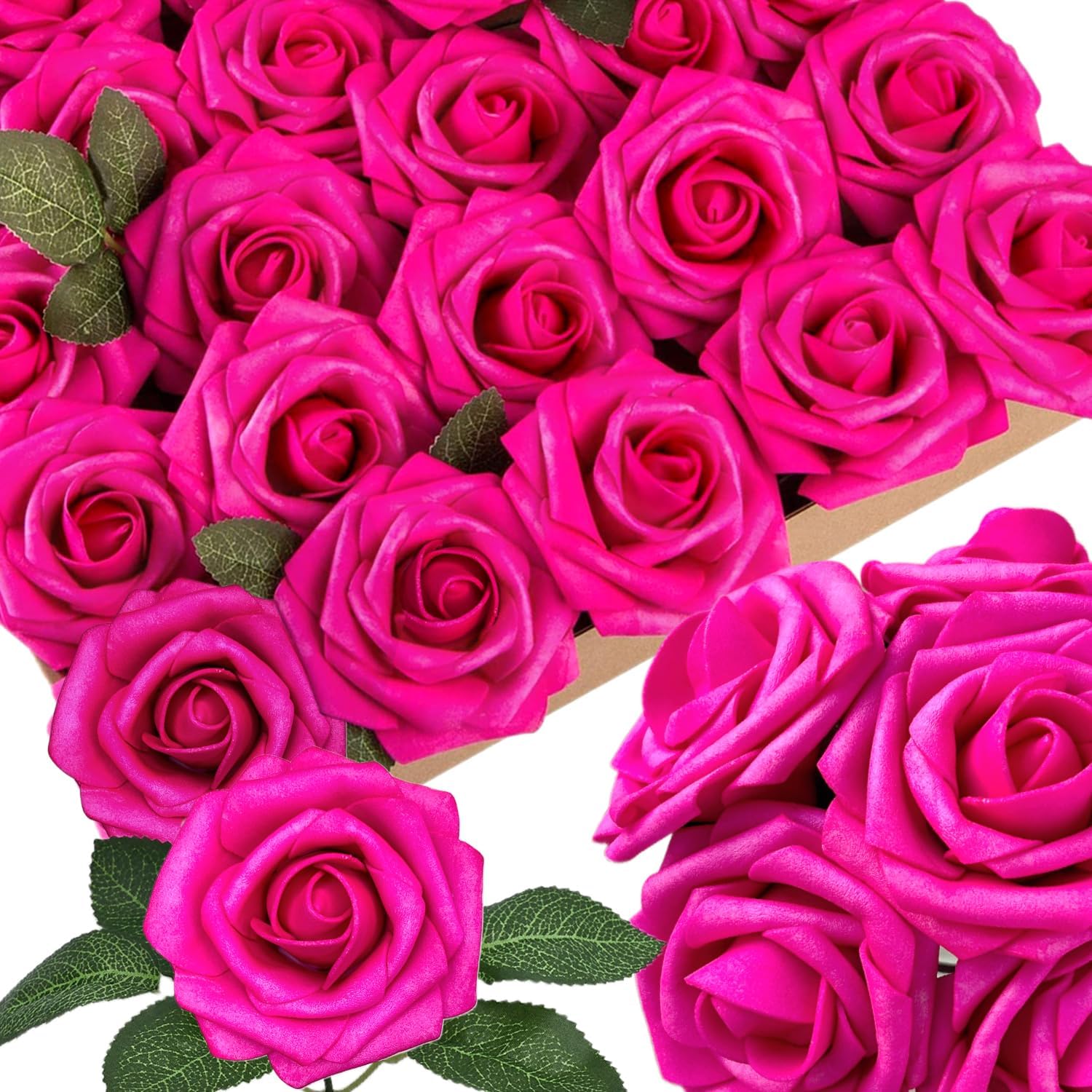 Beige Artificial Flowers — Hot Pink