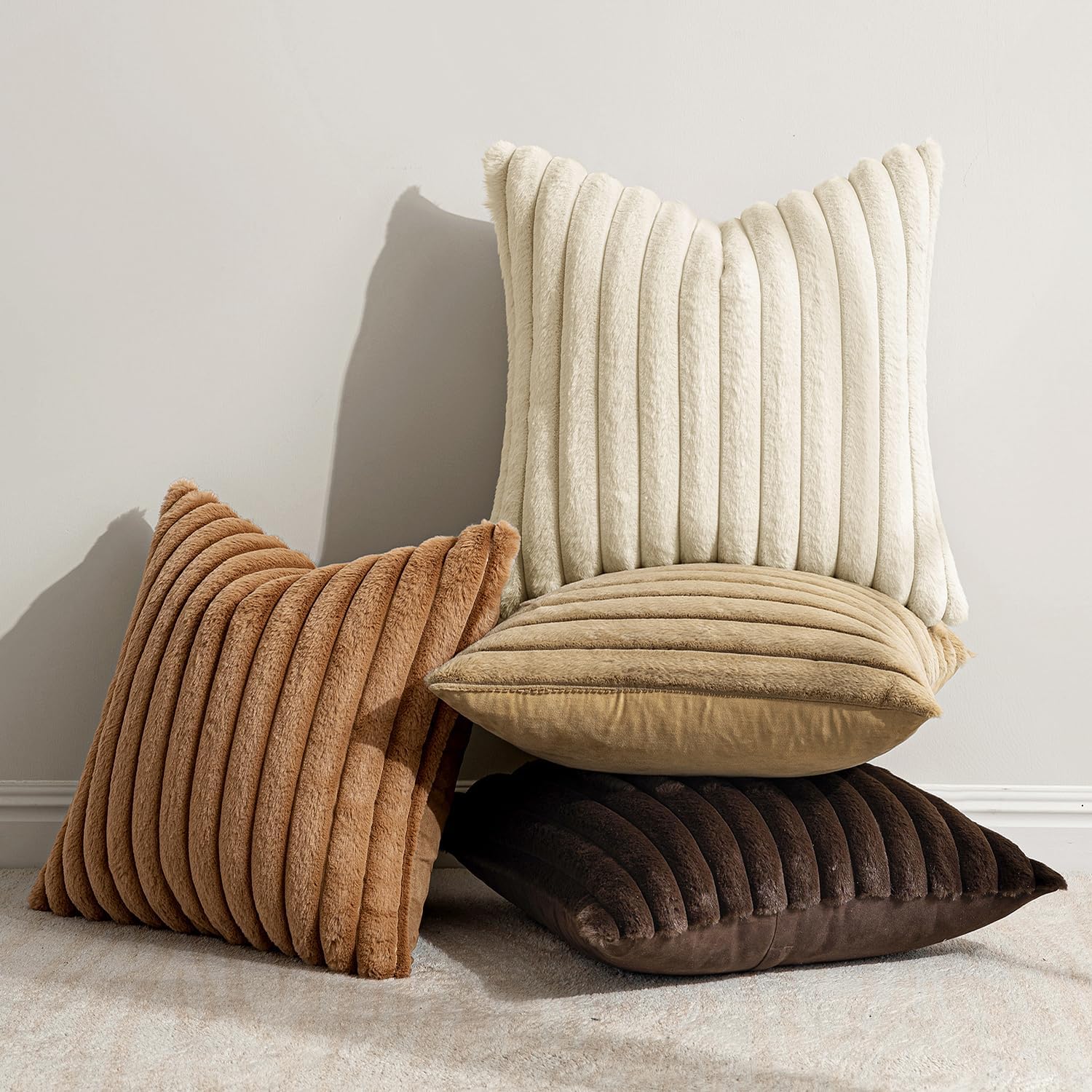 Vintage Boho Beige Throw Pillow Cover — 18" - View 3