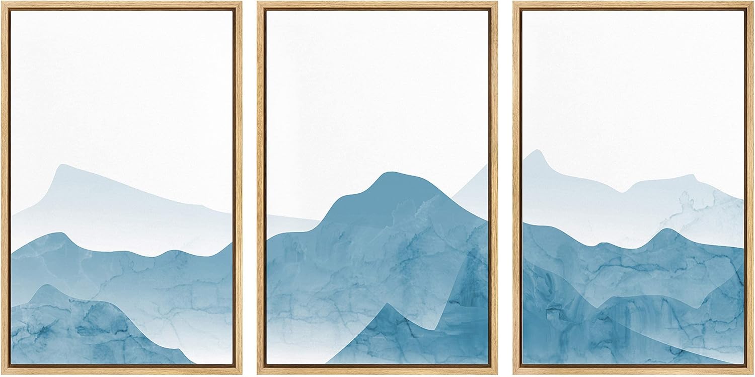 Framed Modern Fabric Wall Art — 24" — 16"x24"x3 Panels Natural