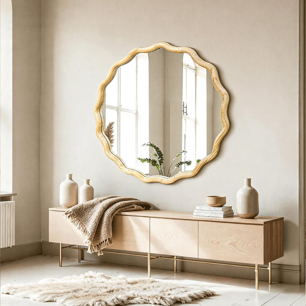 Round Farmhouse Beige Mirror — 24" - View 8