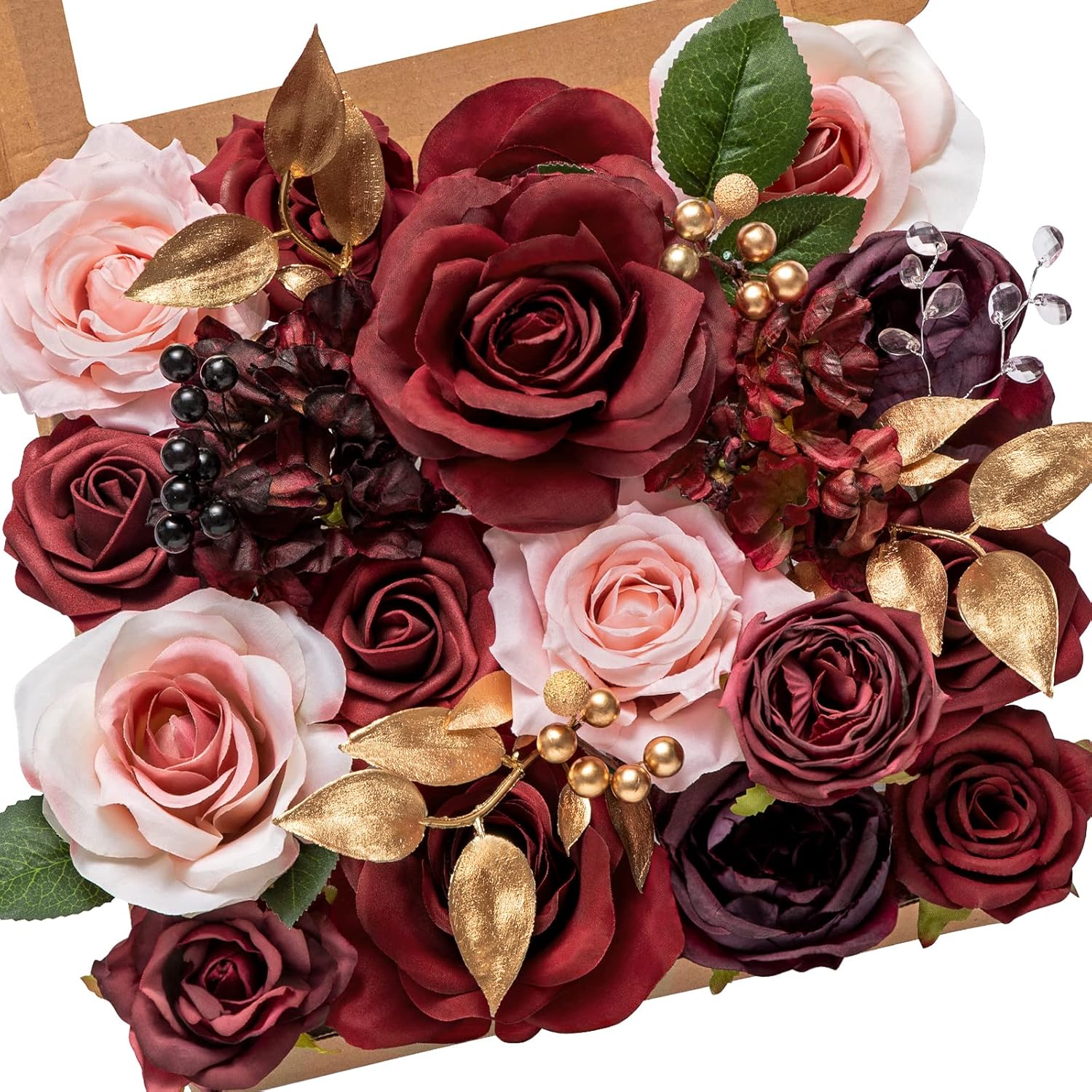 Beige Artificial Flowers — Burnt Burgundy