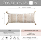Lumbar Boho Beige Throw Pillow Cover — 36" - View 5