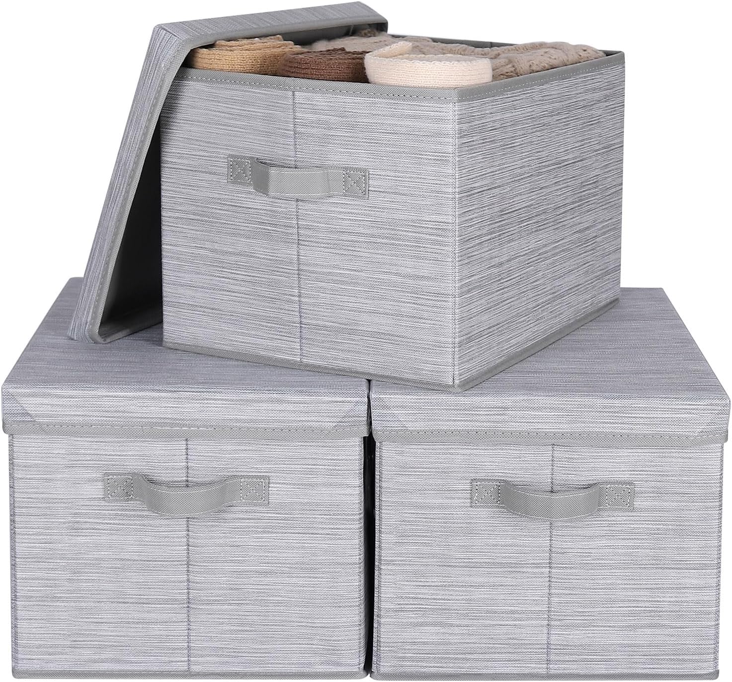 Beige Storage Bin — Slub Gray