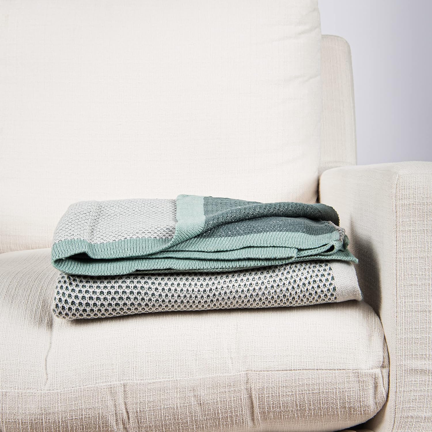 Knit Blue Throw Pillow — 50" — H_blue