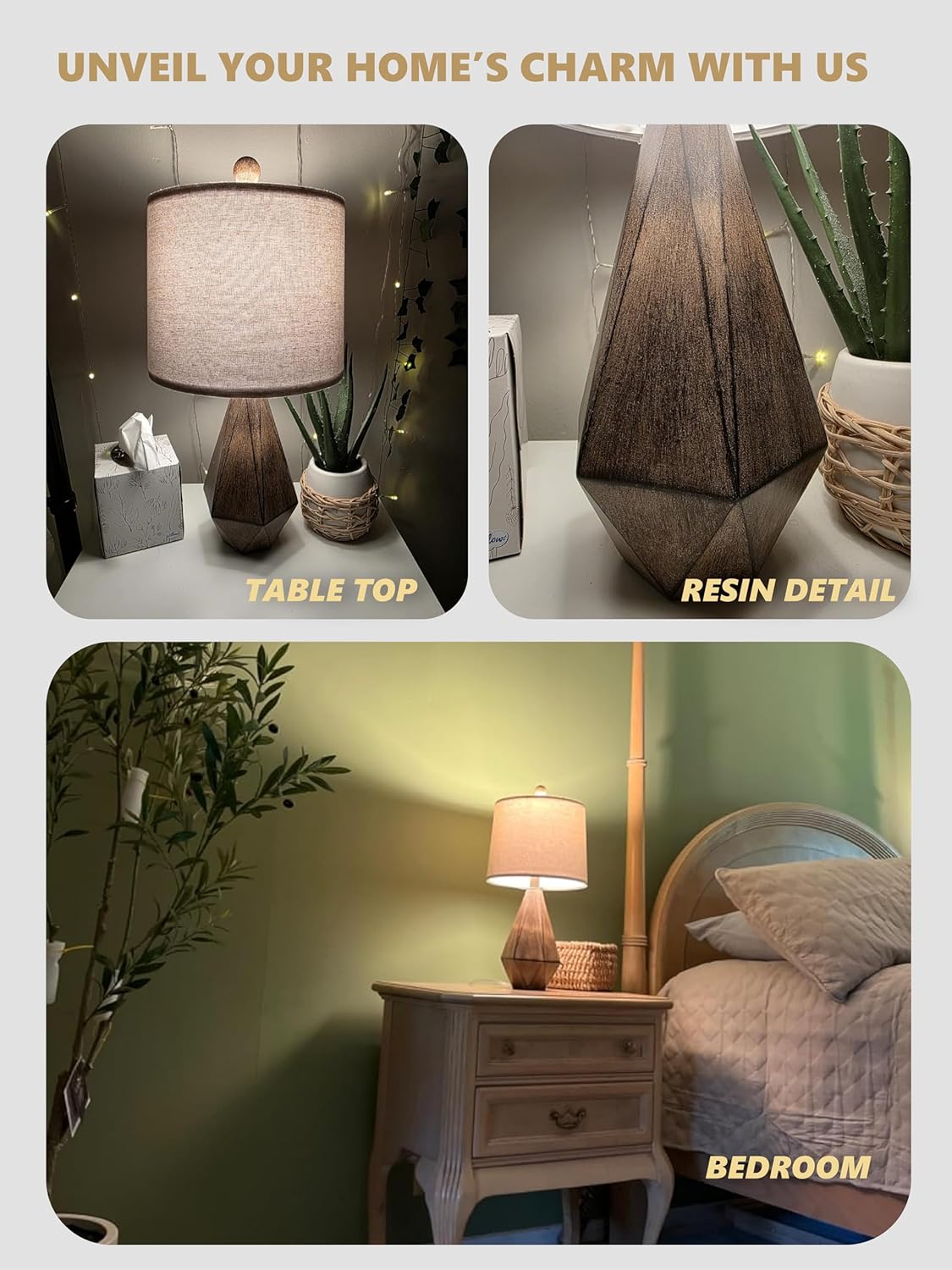 Linen Farmhouse Black Nightstand Lamp — 20.25" - View 2