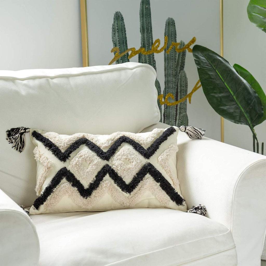 Tufted Boho Fabric Throw Pillow Cover — 20" - View 4