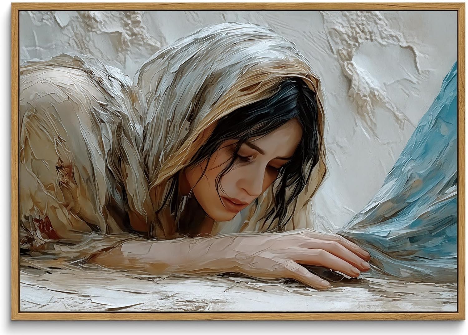 Framed Modern Beige Canvas Wall Art — 16" — Christian Girl