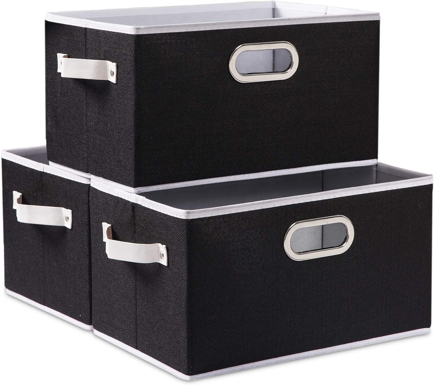 Beige Storage Bin — 7" — Black