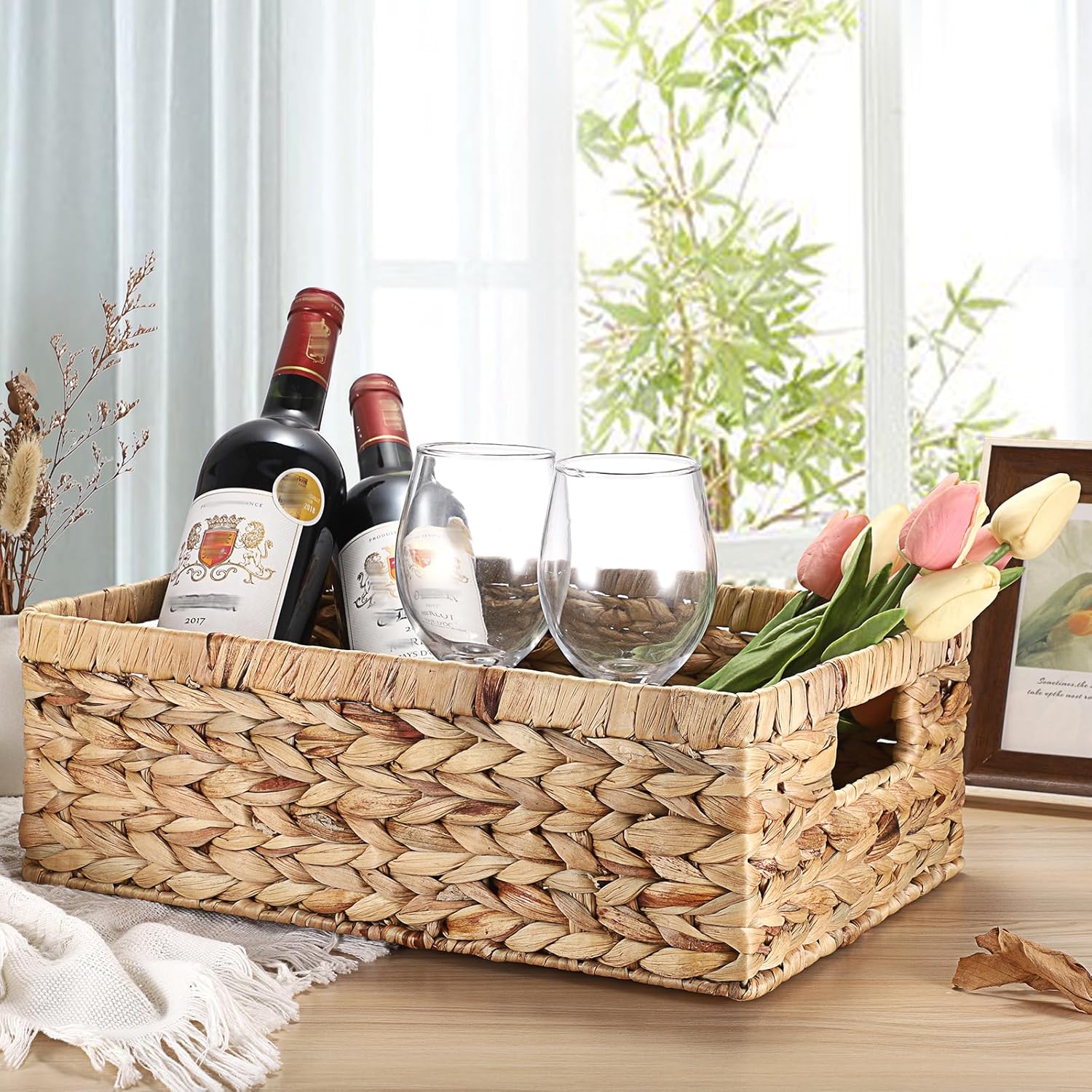Boho Rattan Storage Bin — 15" - View 5