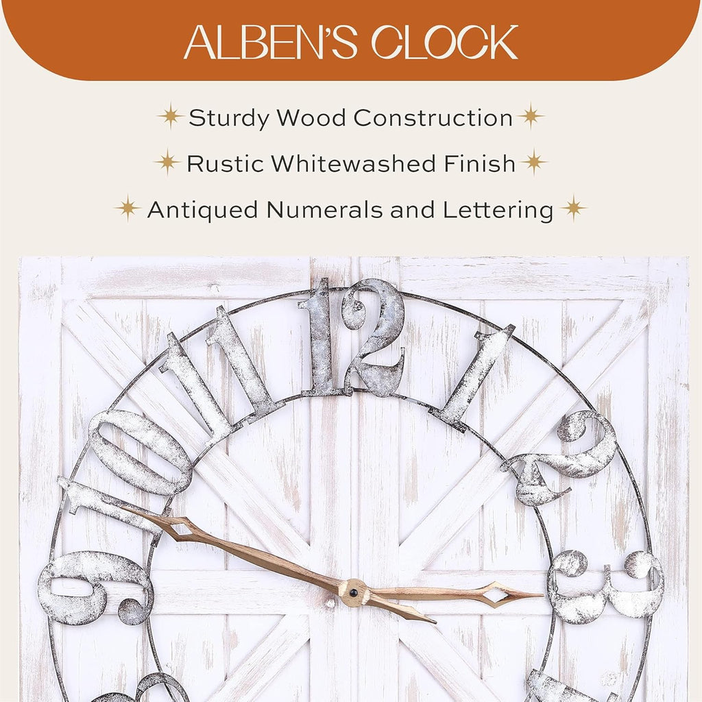 Farmhouse Wood Wall Clock — 24" - View 4