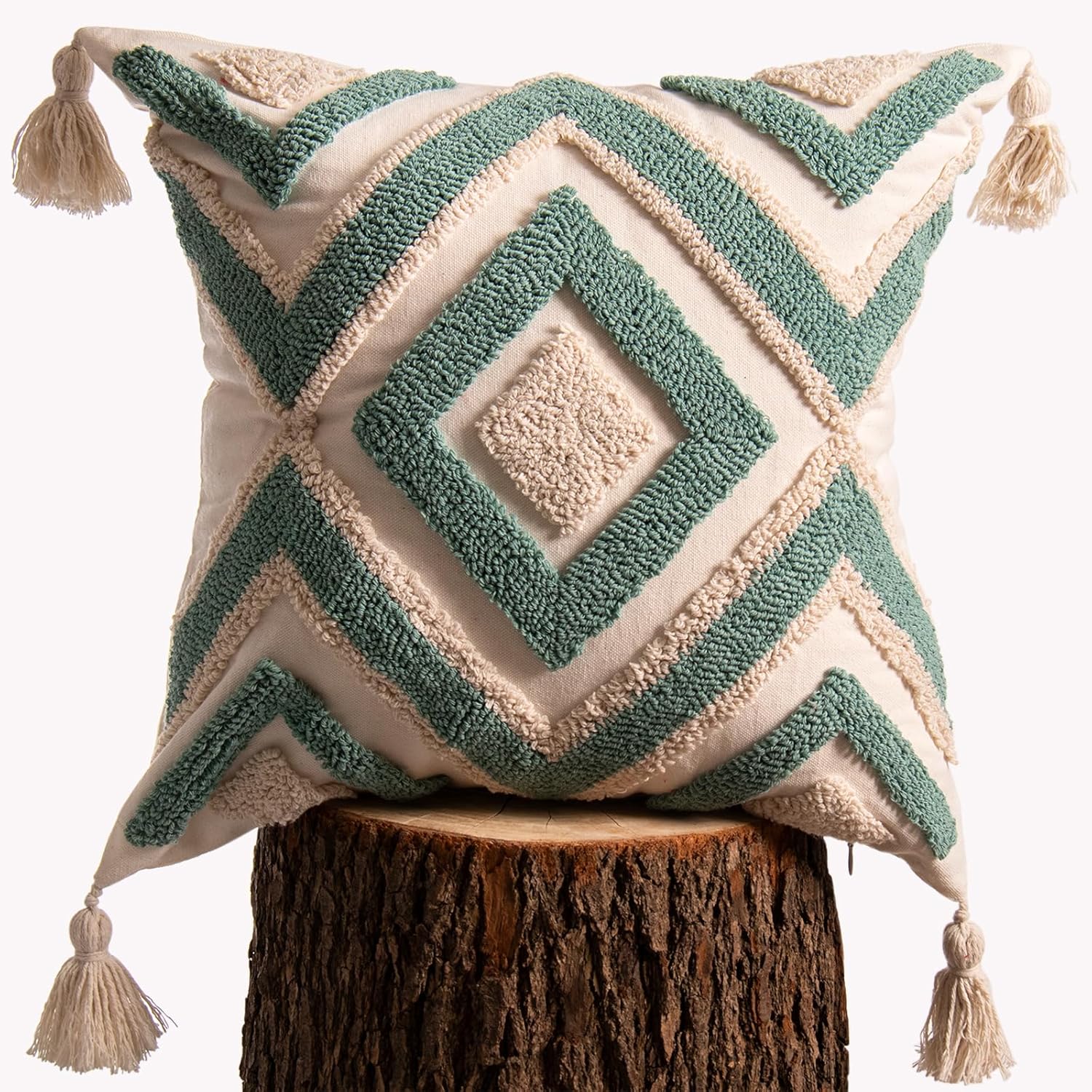 Embroidered Boho Fabric Throw Pillow Cover — 18" — D-qr715(1 Pack Without Pillow Insert)
