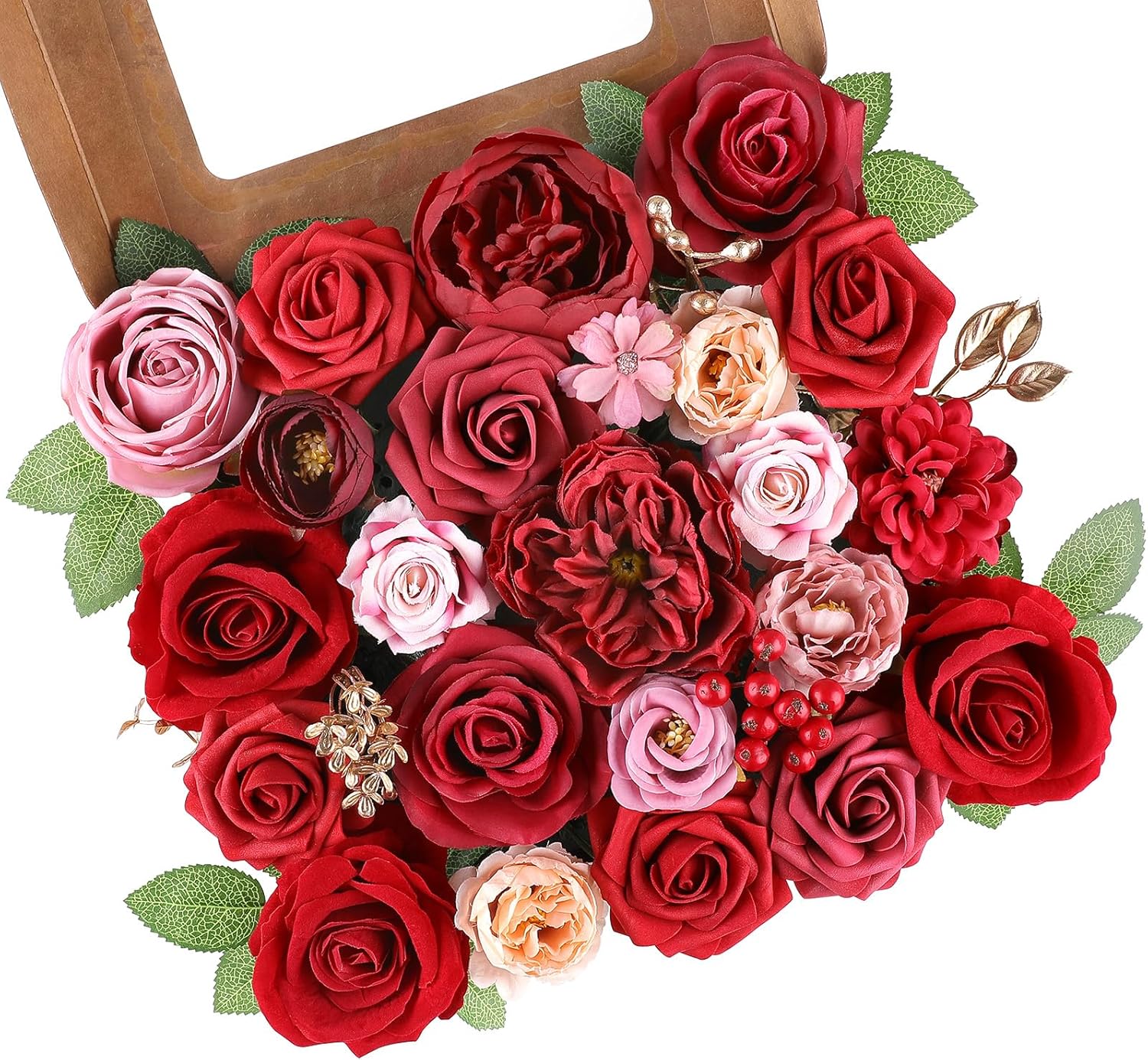 Beige Artificial Flowers — Red