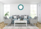 Handcrafted Blue Round Mirror — 24" - View 5